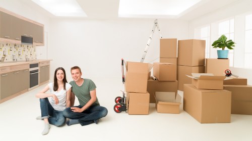 Packed student belongings ready for storage in Enfieldlock